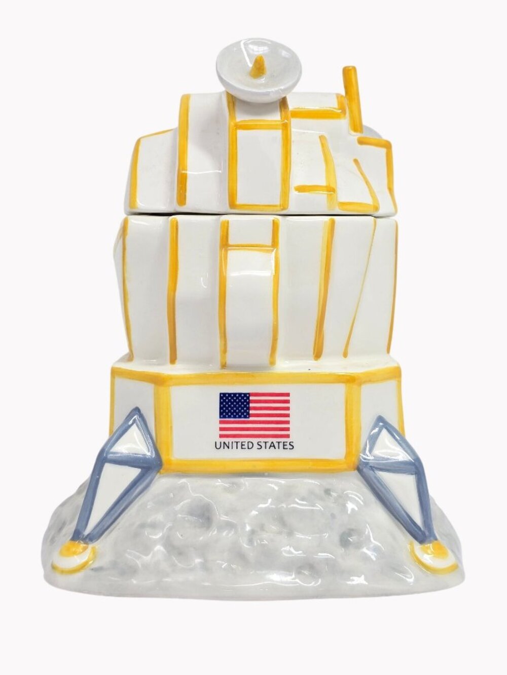 Apollo Lunar Module Ceramic Cookie Jar Canister Cracker Barrel Exclusive 2 pc